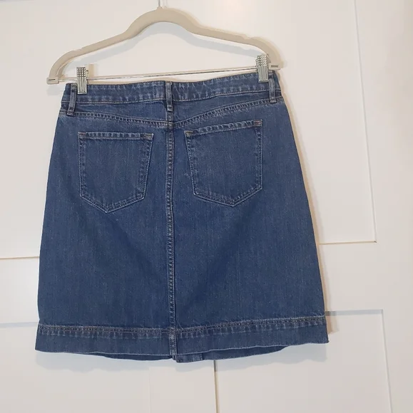 Loft Denim Blue Jean Mini Skirt Button Front 100% Cotton Pockets Size 4 - Picture 7 of 7